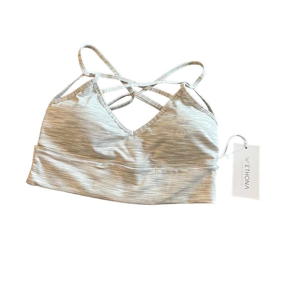 NWT Ethona Strappy Sports Bra Heather Gray and Sage Size L